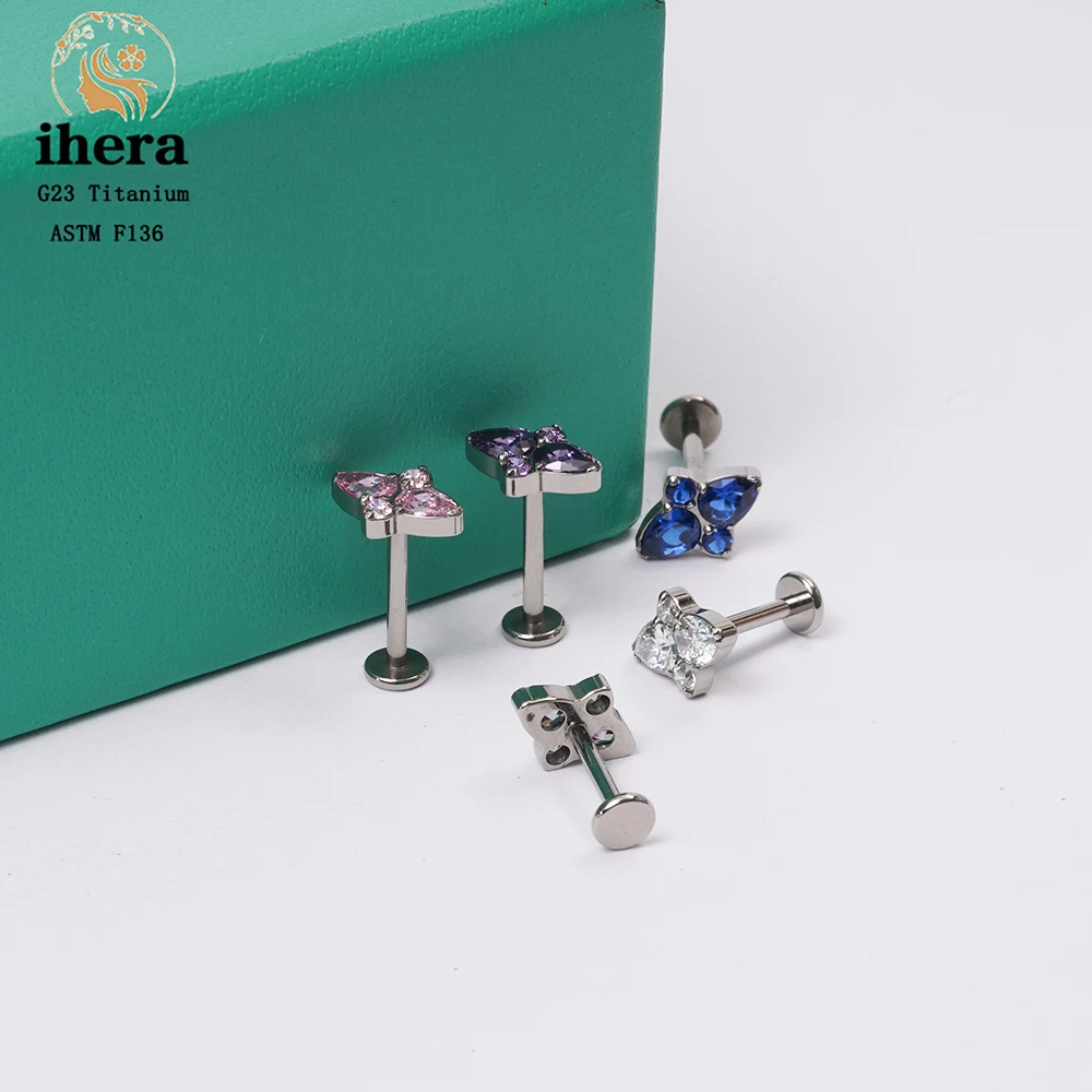 G23 Titanium Crystal Zircon Piercing Stud Earrings for Women Ear Cartilage Tragus Helix Piercing Trendy Jewelry ASTM F136 16G