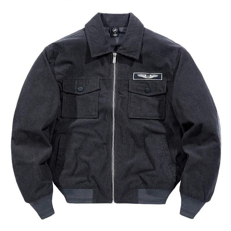 

Amekaji Мужская вельветовая стеганая куртка, повседневная деловая утолщенная парка, высококачественная дорожная ветрозащитная зимняя куртка с отложным воротником