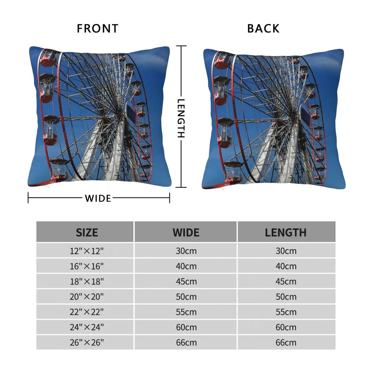 Ferris Wheel Square Pillowcase Polyester Linen Velvet Printed Zip Decor Pillow Case Home Cushion Cover Wholesale 18