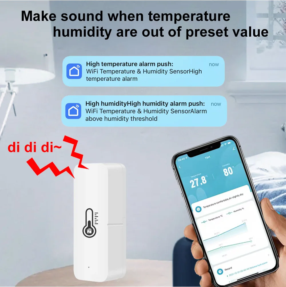Tuya Zigbee or WiFi Temperature Humidity Sensor Home Connected Thermometer Compatible With Smart Life Alexa Google Assistant