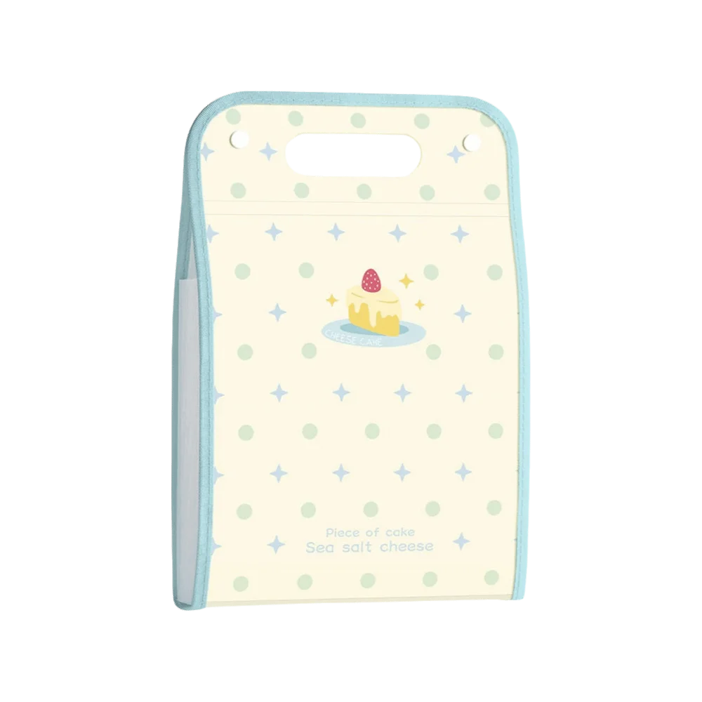 PP Accordion File Organizer Vertical Multi-Compartment Structure Expanding File Folder Cute Pattern Portable Carry Handle