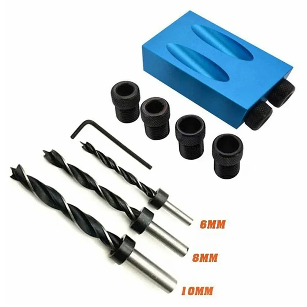 Pocket Hole Jig Kit Woodworking Hole Drilling bit 15 Degree Drill Guides Joint Angle Drive Adapter Locator Carpentry Tool