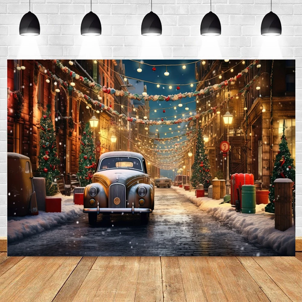 عيد الميلاد التصوير خلفية شجرة عيد الميلاد شارع المدينة الشتاء سنو هاوس نافذة السيارة الاطفال صورة صورة خلفية استوديو الدعائم