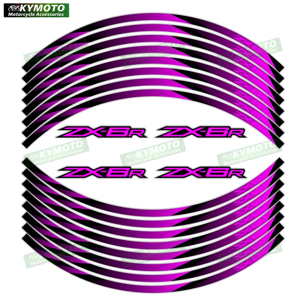 Für ZX-6R ZX6R reflektierendes Motorradzubehör 17 Zoll Vorder- und Hinterradaufkleber Nabe modifizierte Felgenaufkleber Dekoration