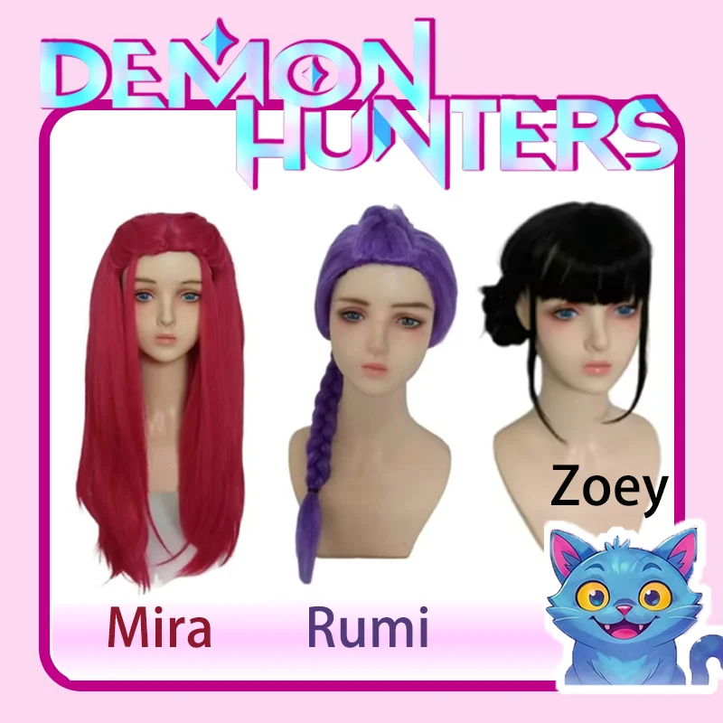 Kpop Demon Hunters Kid Anime perruques synthétiques Cosplay Rumi Mira Zoey Cosplay perruques noël Halloween Cosplay Costumes perruques