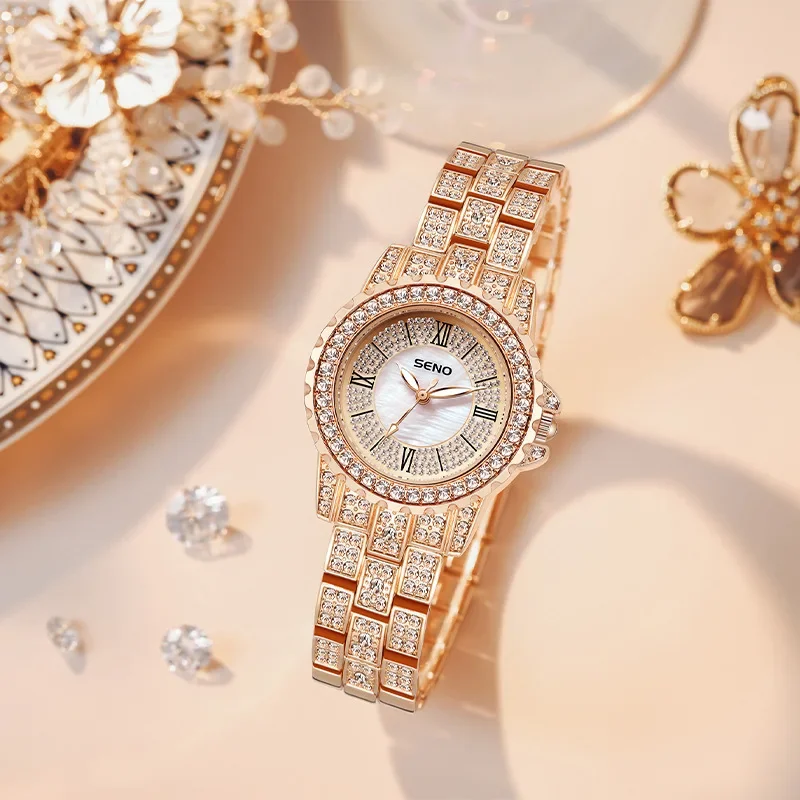 

Women's Watches Fashion Bling Casual Ladies Clock Female Quartz Gold Watch Crystal Diamond for Woman