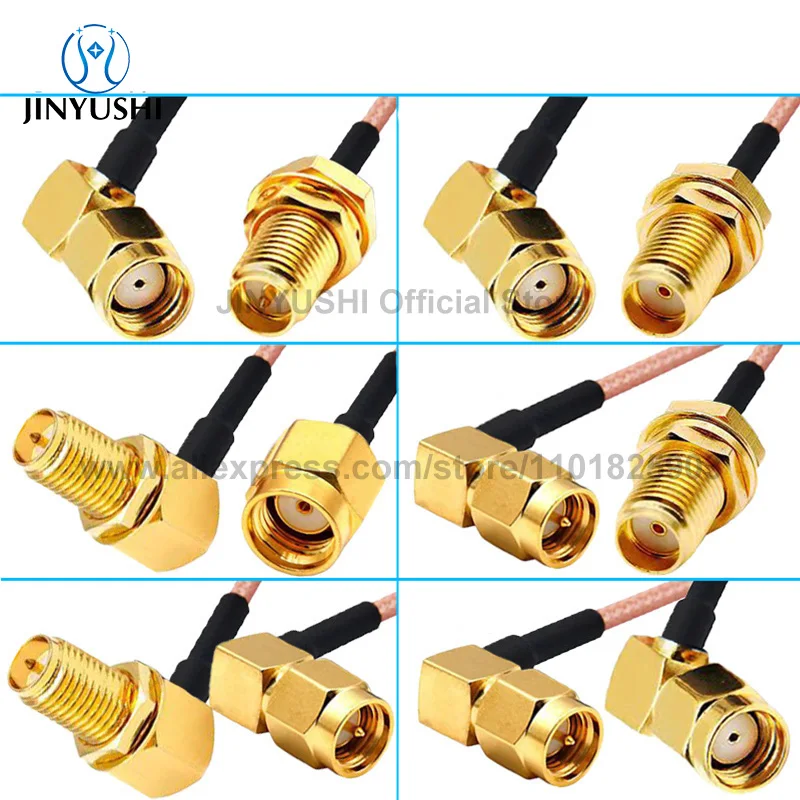 

2 шт. RG316 SMA штекер удлинительная перемычка коаксиальный RPSMA к SMA гнездовой кабель коаксиальный косичка 90 градусов RF разъем антенны преобразователь