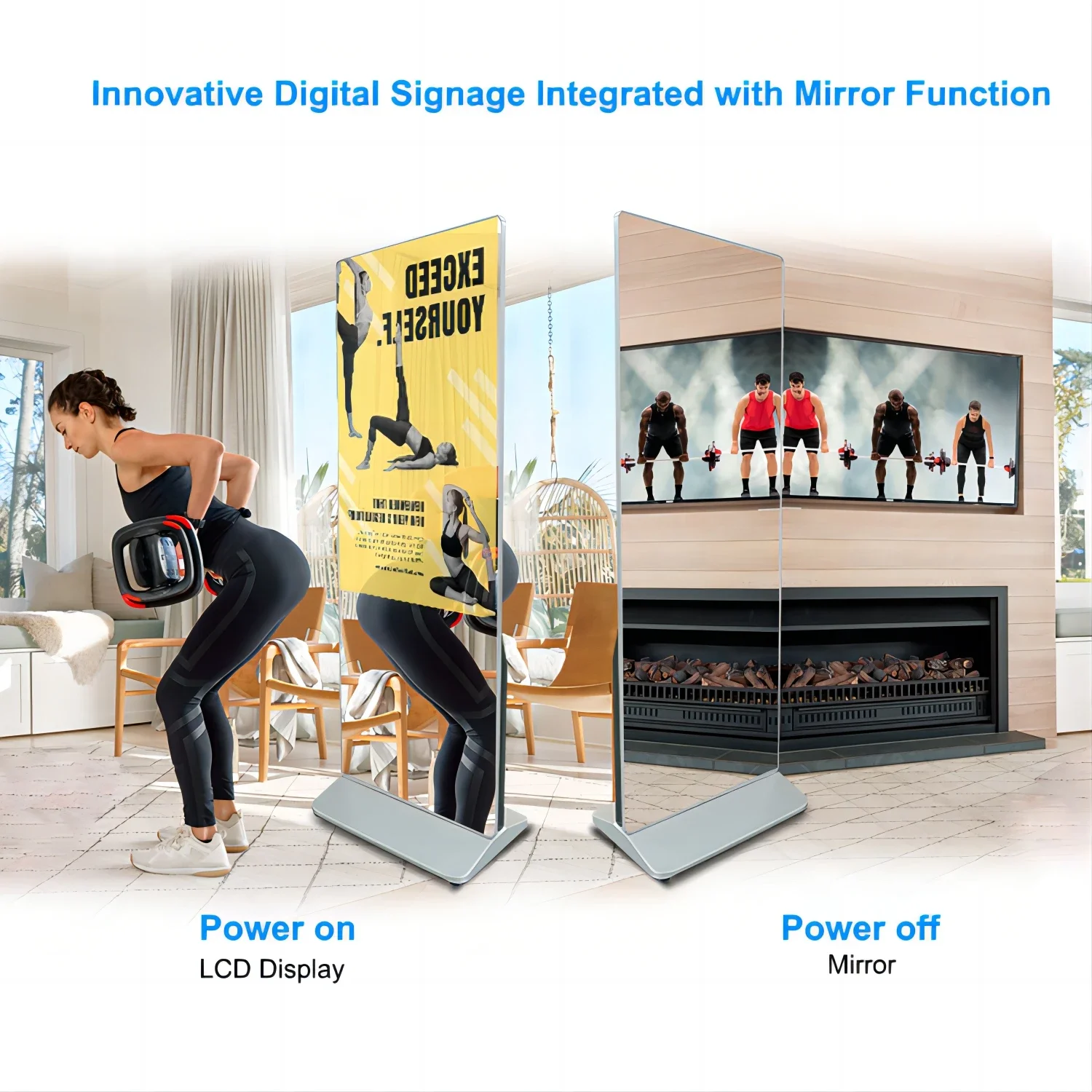 Smart Interactive Magic Gym Mirror Intelligent Exercise Full Length Fitness Mirrors With Lcd Screen