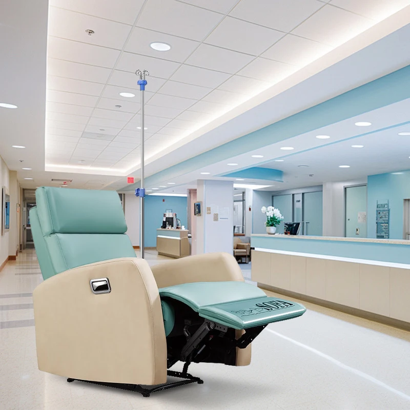 Hospital furniture Electric manual reclining infusion sofa chair Hospital chair with infusion rod