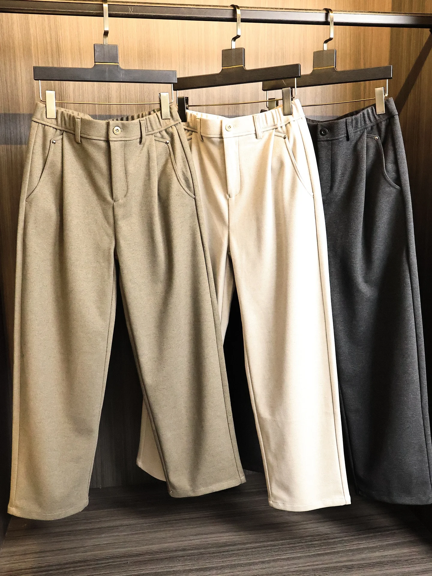 Thickened Woolen Casual Pants for Men Fashionable All-Match Business Commuting Straight Leg Pants Winter Warm Straight Tube