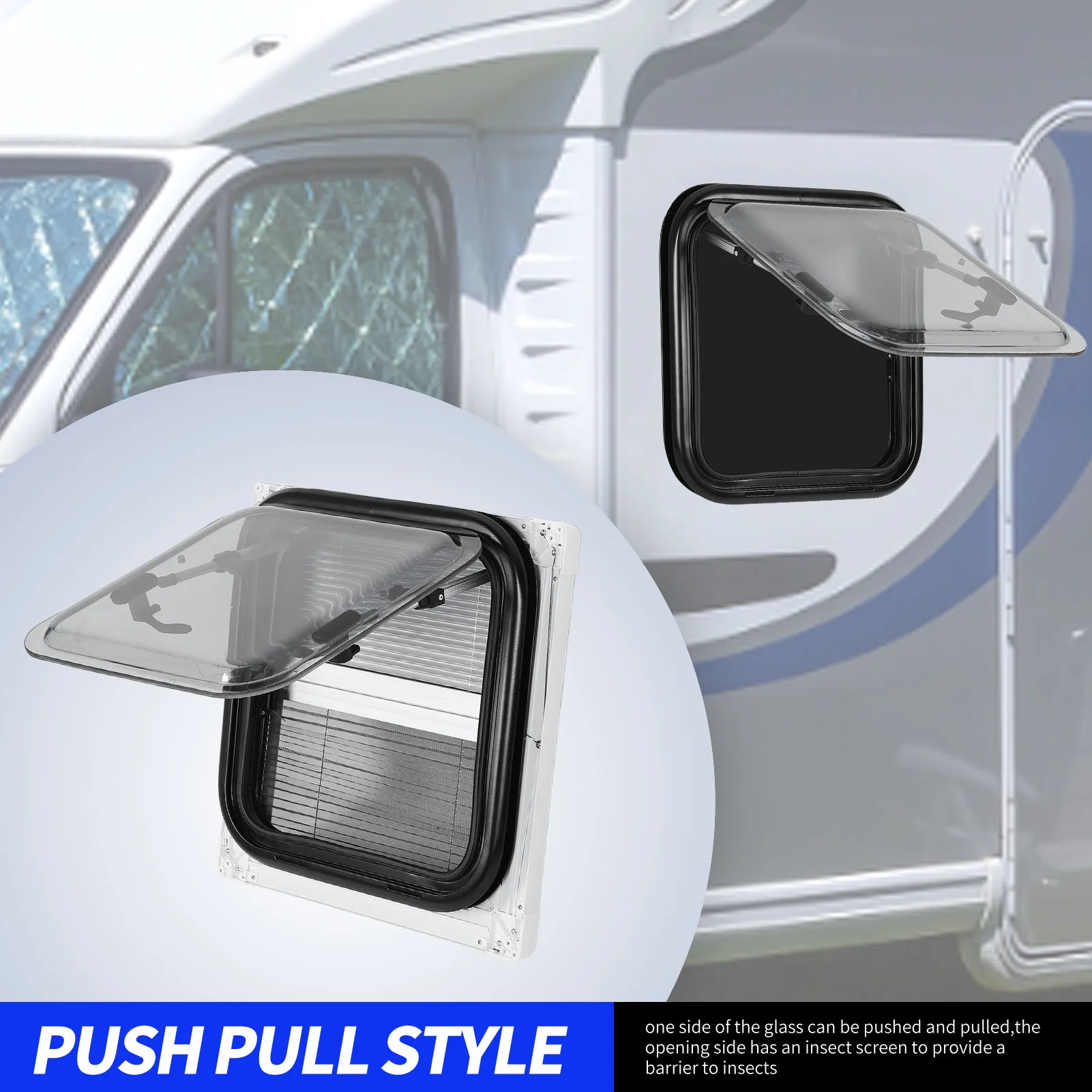 

Окно выхода на колесах, 75 градусов, открытый угол, закругленный угол из алюминиевого сплава, водонепроницаемое, с защитой от ультрафиолета, 3 режима открытия, боковое окно на колесах для прицепов