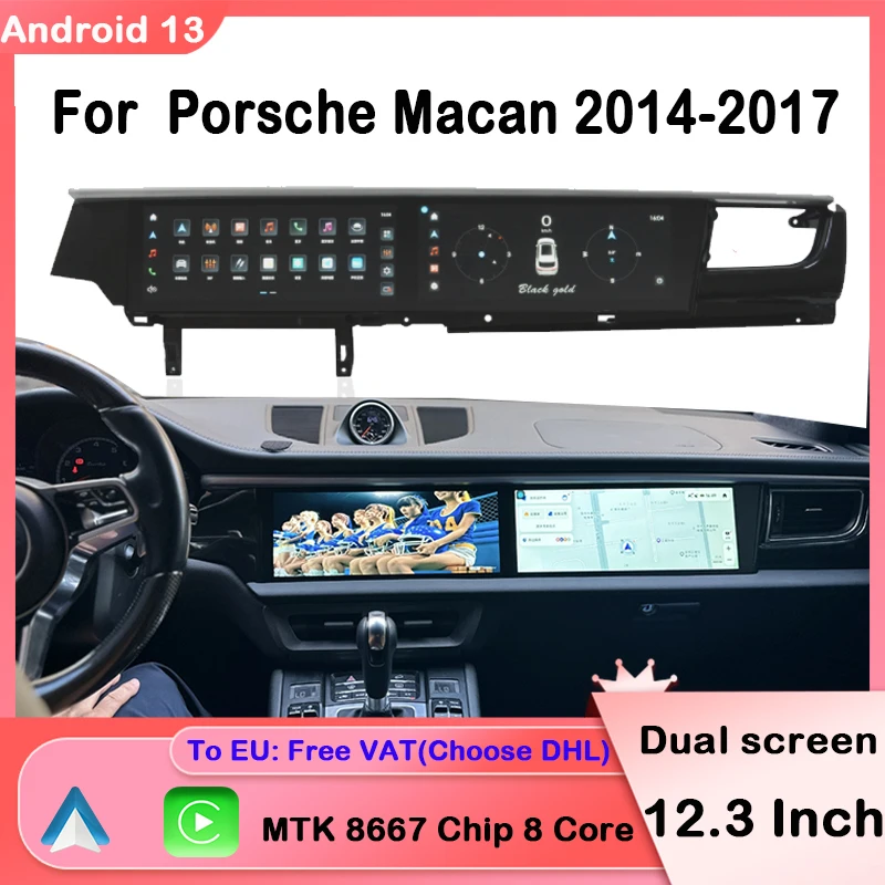 New Style Dual Screen Android 13 For Porsche Macan Carplay Car play Auto Car Multimedia Player Radio Navigation With IPS Screen