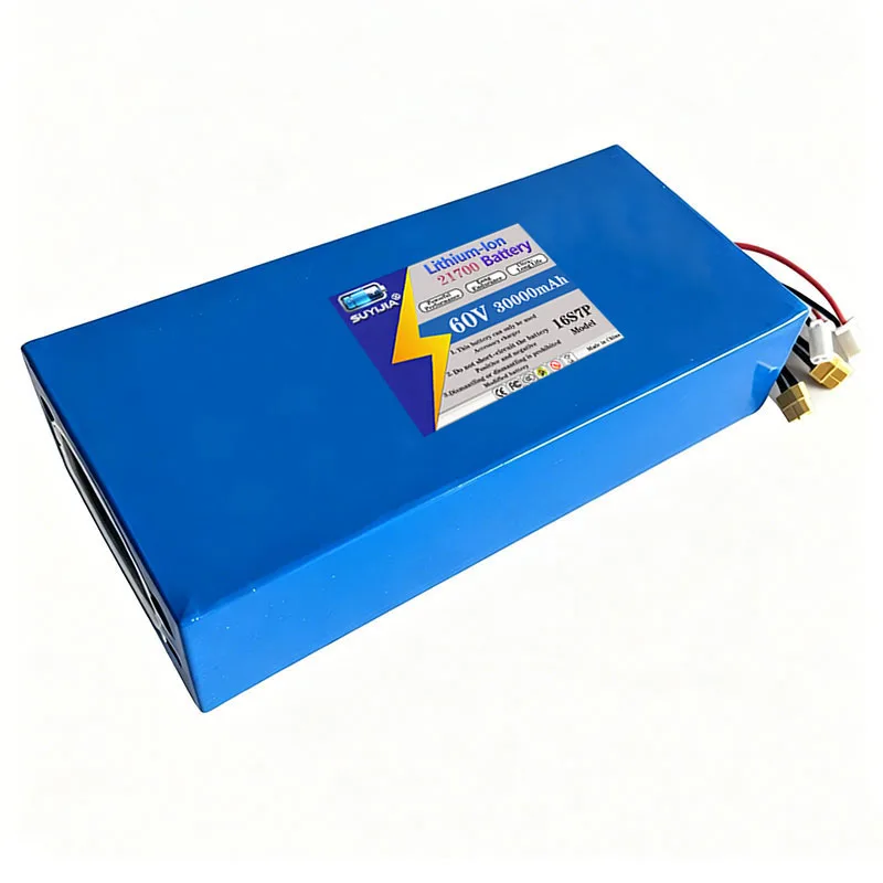 2026 New 60V 30000mAh 16S7P Lithium Battery Pack 30A 1500W 21700 BMS for Power Tools Motorcycle Scooter Battery + Charger