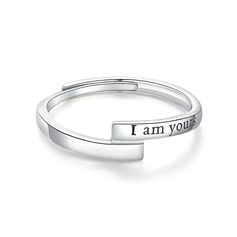 Romantic 100% Pure 925 Sterling Silver Couple Rings For Women Men Wedding Fine Jewelry Couple Rings For Lover Valentine's  Gift