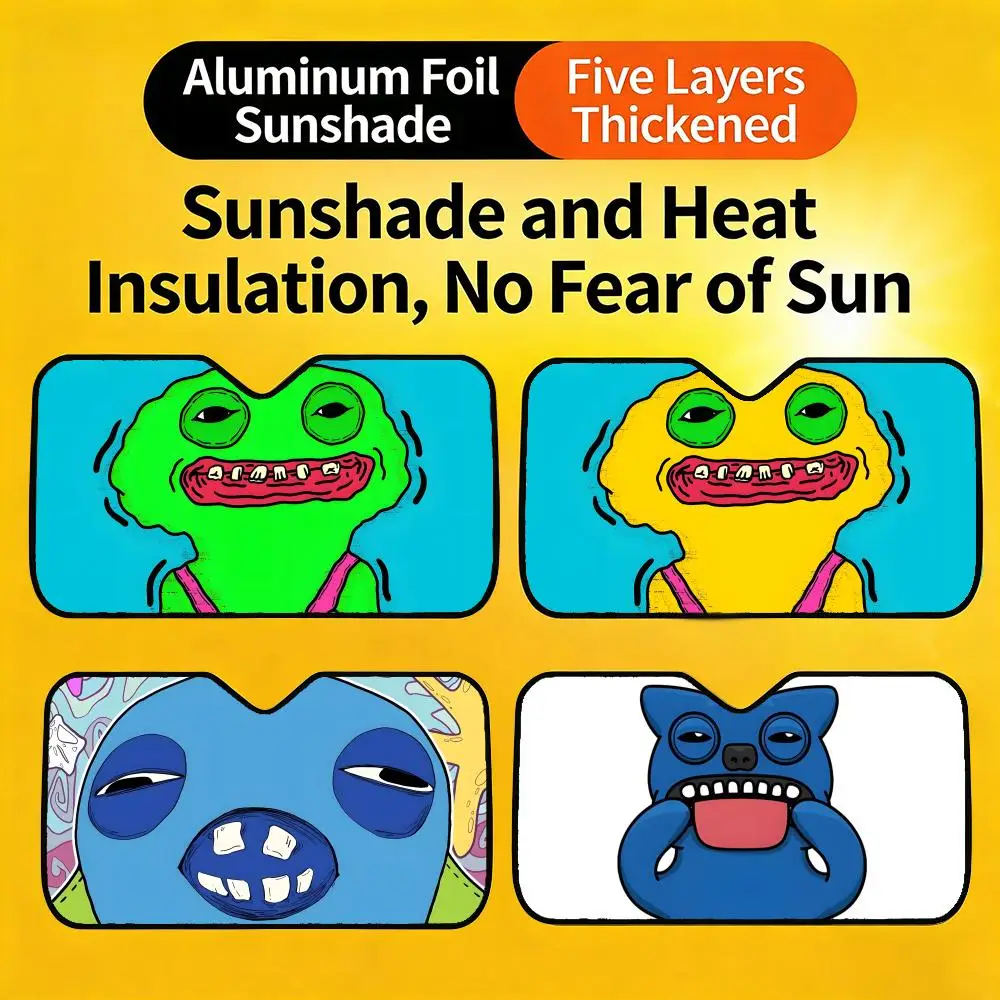 

Sun Visor Cute and Funny Car Sunshade, Personalized UV-Resistant Front Windshield Sun Visor Cover P- Mengya Monster