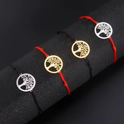 Teamer Tree of Life Pendant Bracelet for Women Vintage Red Cord Bracelets Stainless Steel Jewelry Pulseras 2026 Birthday Gift
