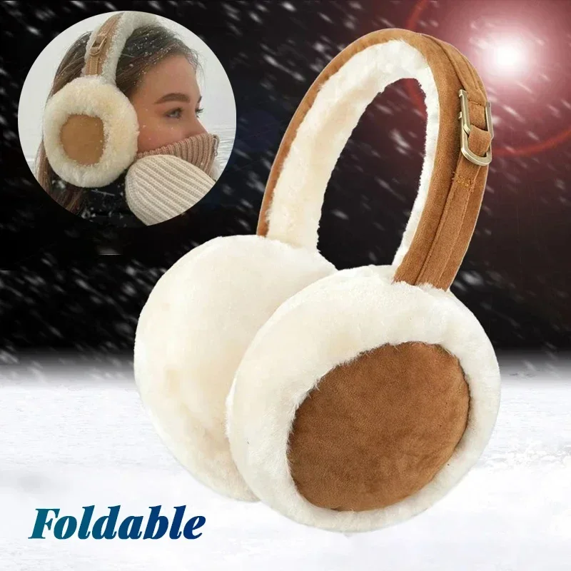 Muffs de ouvido dobráveis para homens e mulheres, macio, mais quente, luxuoso, quente, monocromático, Earflap, ao ar livre, proteção fria, inverno