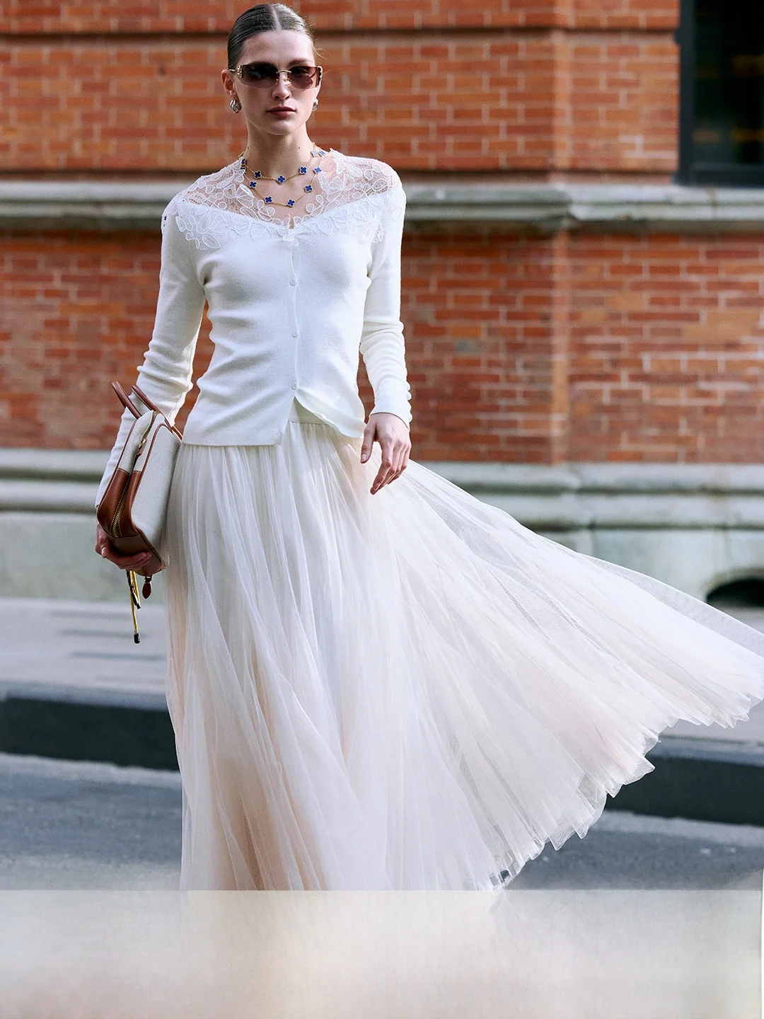 

Женский вязаный кардиган с V-образным вырезом и кружевными вставками, удлиненный, приталенный, базовый топ от Luna7xi, смесовый полиэстер, весна...