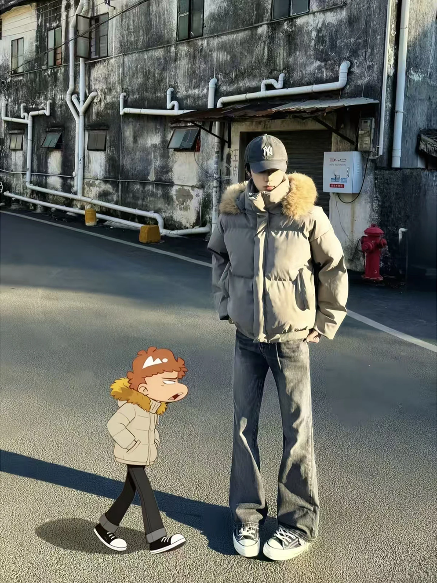 

Thiened PU Leather Collar Hooded down Cotton Jaet Men's Winter American Hard Tee-Proof ort Coat Warm Youth Casual Wear