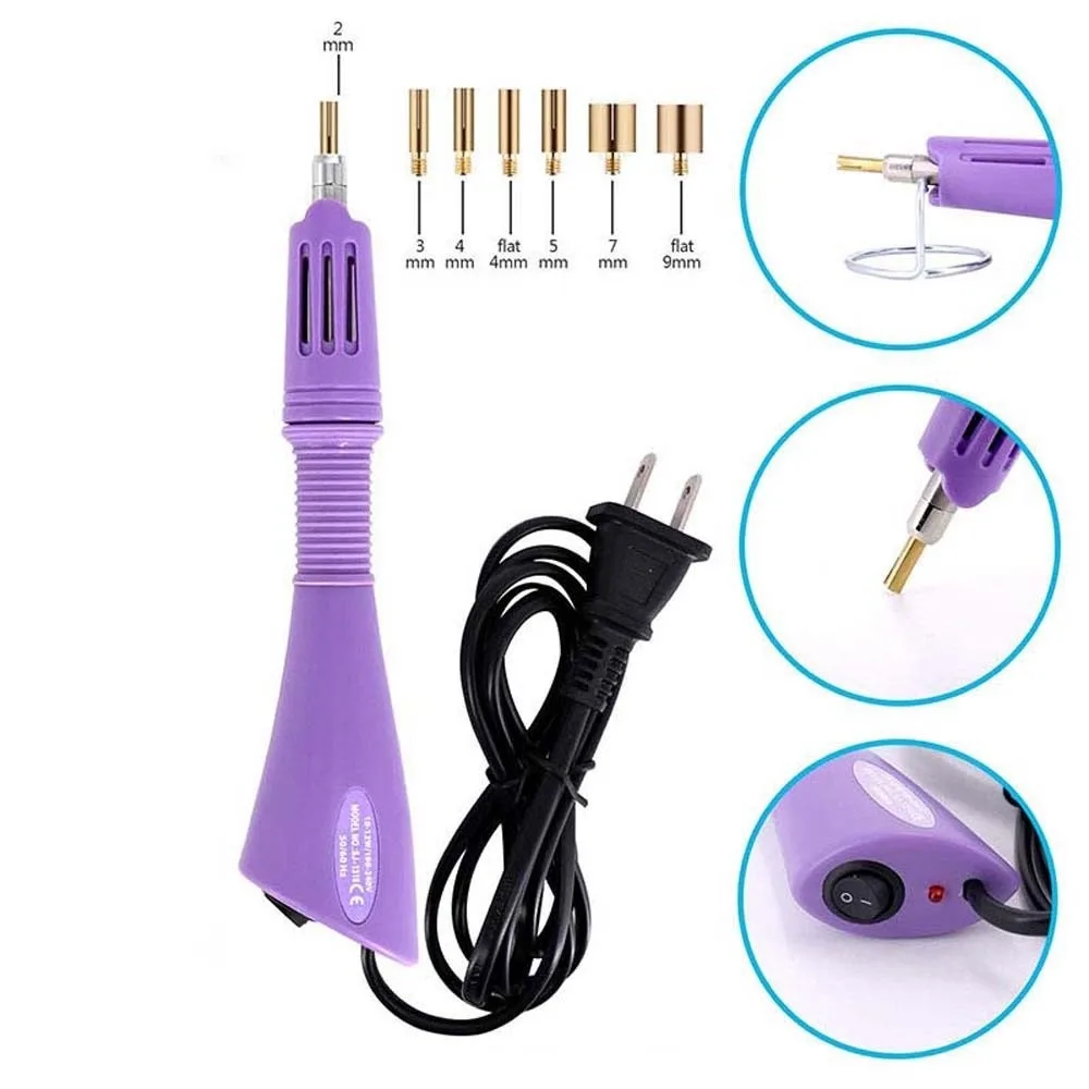 9pcs Ergonomic Hot-fix Rhinestone Applicator US/EU Plug in DIY Inlay Rhinestones Tool High Quality Handheld