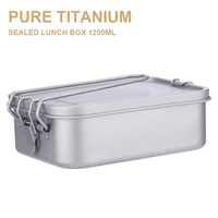 Pure Titanium Sealed Lunch Box 1200ml, Folding Handle Portable And Healthy, Outdoor Camping,Picnic,Travel Cooking Utensils,A1534