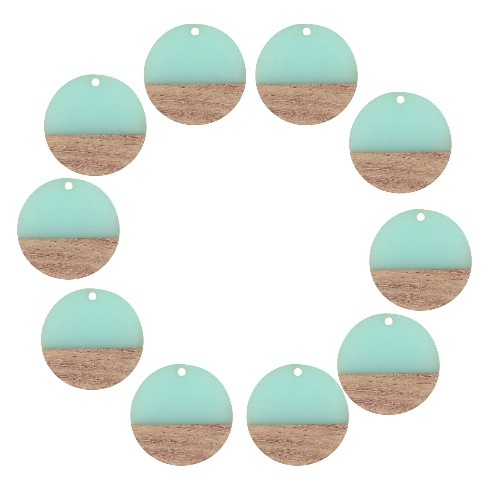 10Pcs Flat Round Resin Wooden Pendants Lightweight Polished Smooth DIY Jewelry Pendant Charm for Earrings Necklace Making Craft