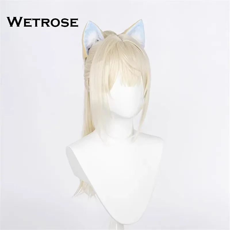ZA01 【Wetrose】En stock Peluca de Año Nuevo Fuwawa Abyssgard Cosplay Traje de kimono Rizado Dos clips de cola de caballo Juego completo Peluca Halloween XZa0 @