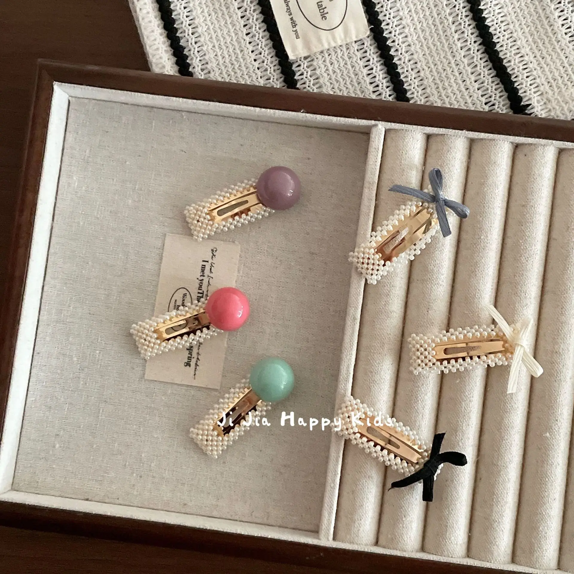 Hair Clips Faux Pearl Water Drop Square BB Clip Sweet Girls Baby Bangs Birthday Headwear White Small Lightweight Daily