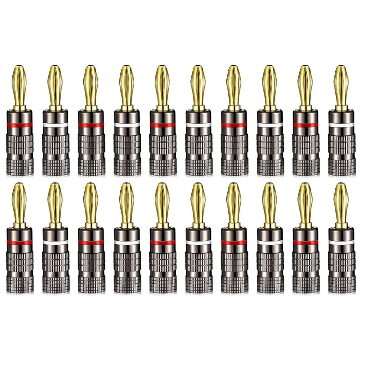 20pcs/10pairs New HIFI BANANA PLUGS 24K Gold-plated 4MM Banana Connector with Screw Lock For Audio Jack Speaker Plugs Gun Metal