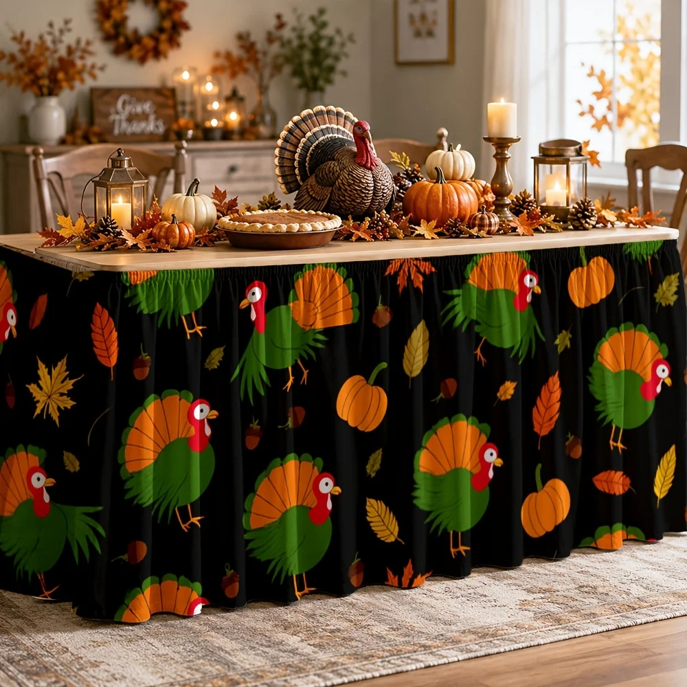 Pumpkin leaves, seasonal decorations, table and kitchen decorations, café and restaurant decorations, party event tablecloths