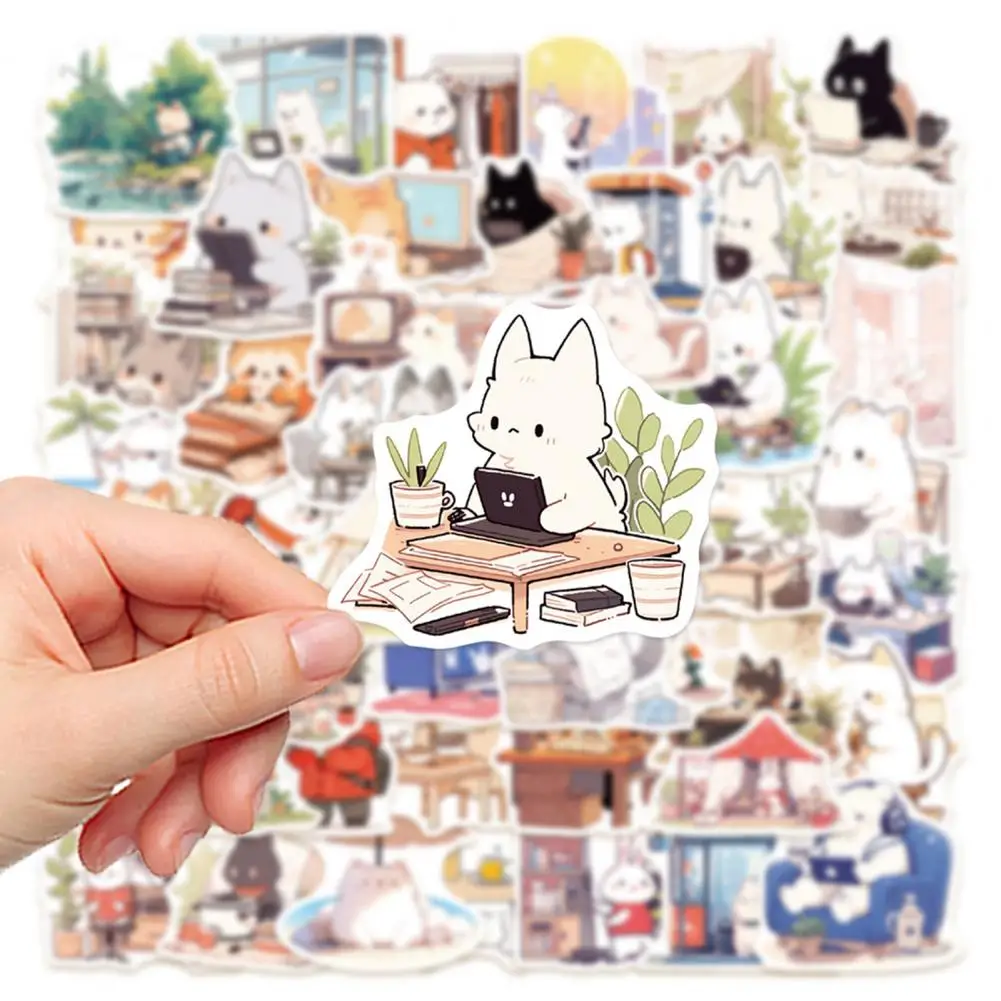 Pegatinas temáticas sin repetición, juego de pegatinas de dibujos animados vibrantes de 50 piezas, autoadhesivas impermeables para teléfono personalizado