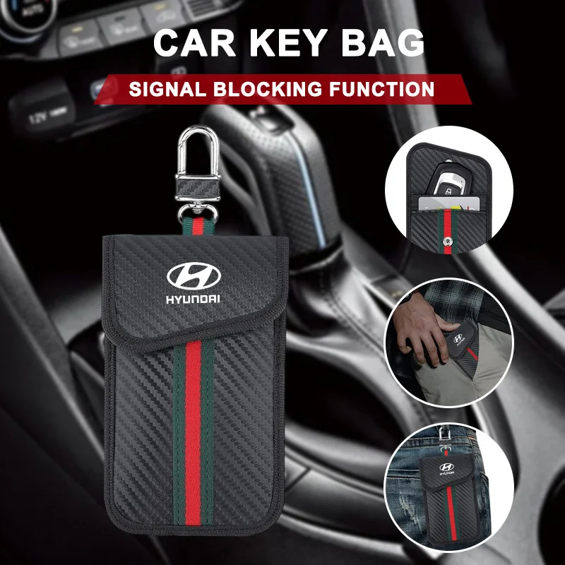 

Hyundai Logo Car Rfid Signal Blocking Bag Cover Signal Blocker Case Faraday Cage Pouch For Keyless Car Keys Radiation Protection