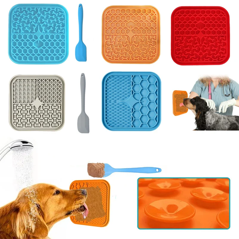 Silicone licking pad Pet Dog Lick Pad Bath Peanut Butter Slow Eating Licking Feeder Cats Lickmat Feeding Dog Lick Mat