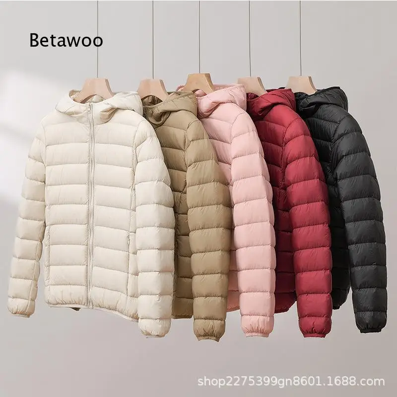 Women Short Hooded Light Down Jacket With White Duck Down Slim Fit Portable Outerwear Warm Top For Daily Travel And Casual Occa