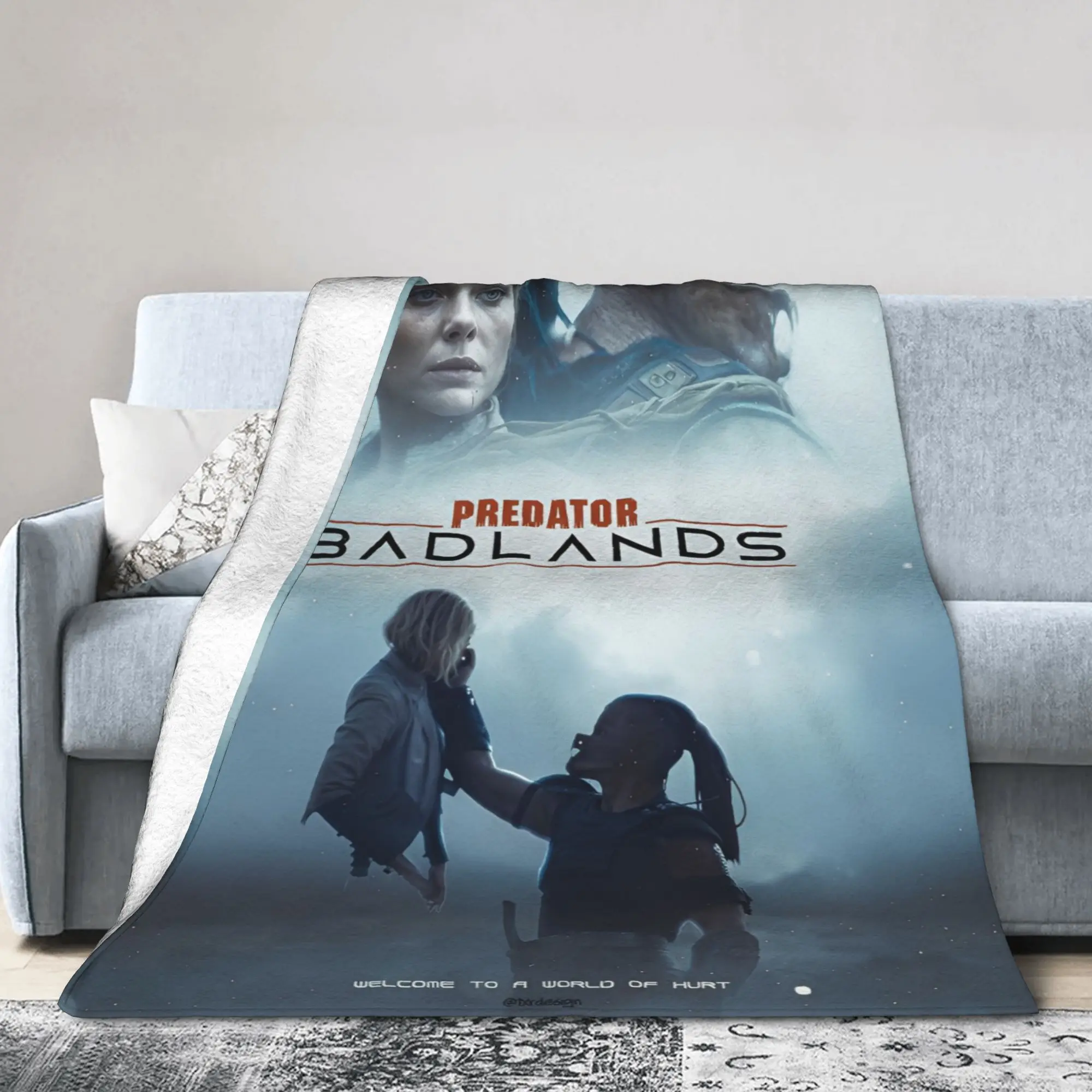 المفترس: بطانية Badlands Merch من الصوف المرجاني الناعم، بطانيات رمي مريحة