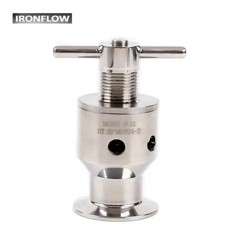 Pipe OD 32mm SUS304 1.5'' Tri Clamp Sanitary Adjustable Pressure Relief Safety Valve 0.5-6 Bar Exhaust Vent