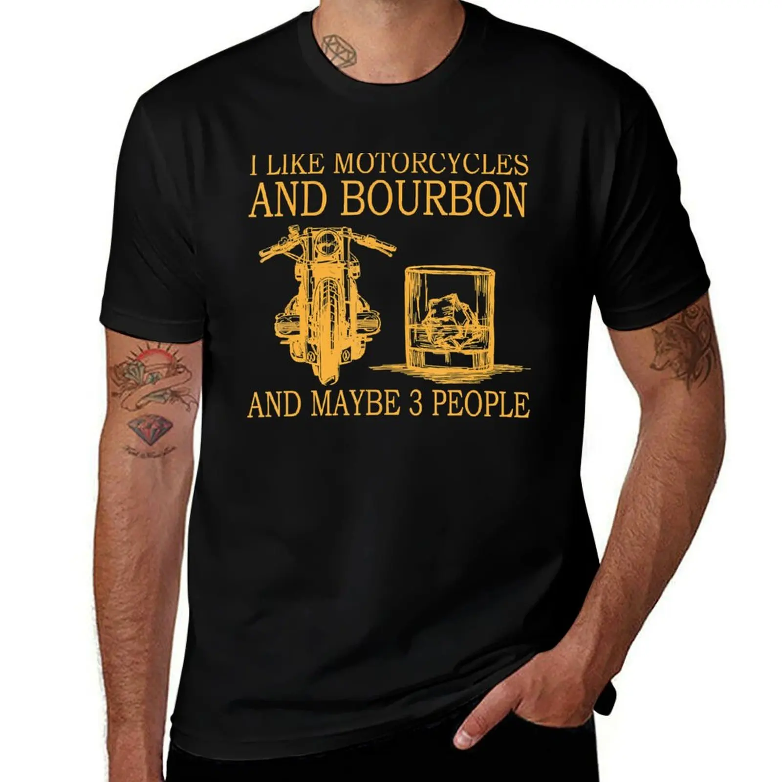 

I Like Motorcycles And Bourbon And Maybe 3 People T-Shirt T-shirts oversize anime figures anime tshirt mens workout shirts