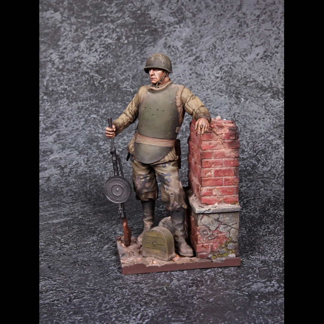 1/35 Resin Soldier Unpainted Model Kit, Assault Engineer Brigade Machine Gunner,(with wall) Unassembled and unpainted GK,