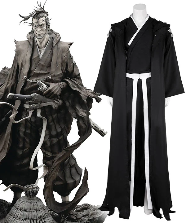 

Movie Visions Ronin Cosplay Costume Black Kimono Set Samurai Uniform Costume For Men