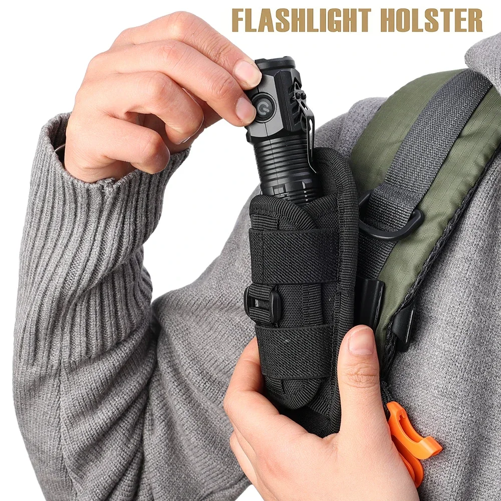 

Flashlight Bag 360 Degree Rotatable Flashlight Pouch Holster Outdoor tool Waist Bag Molle Backpack hanging bag with torch clip