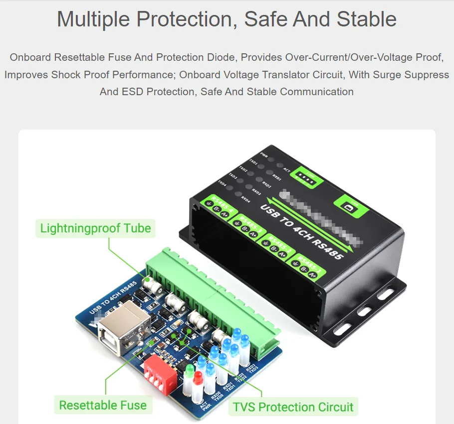 USB zu 4ch RS485 Konverter modul industrielle universelle serielle Kommunikation – Detail 5