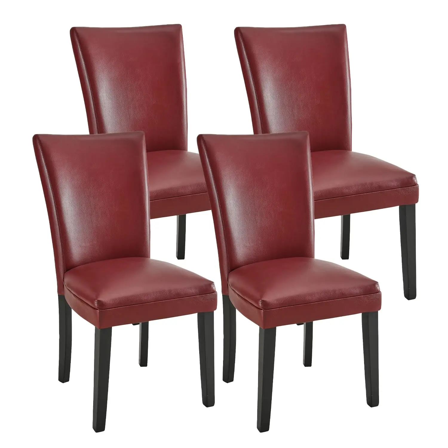 

Retro Upholstered Parsons Dining Chairs Wooden Legs Faux Leather Kitchen Dining Room Cafe Set of 4 Wine, Custom