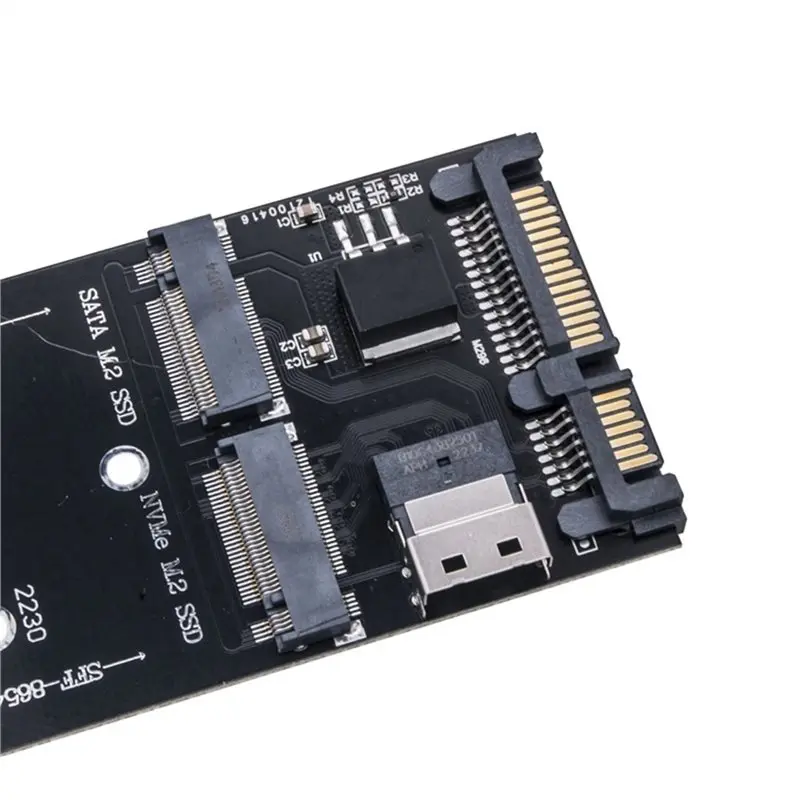 【HOT A69Z!】M2 NVME SSD To SFF-8654 Converter With SATA 22Pin Interface, M2 Expansion Card SFF-8654 To Dual 4I Data Cable