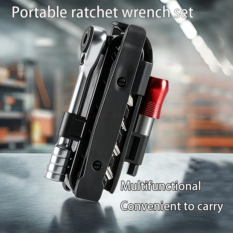 Handwerkzeug Tragbares Ratschenschlüssel-Set Multifunktions-Fahrradwerkzeuge 14-in-1-Multitool-Set Reifenheber MTB Rennrad Gadgets