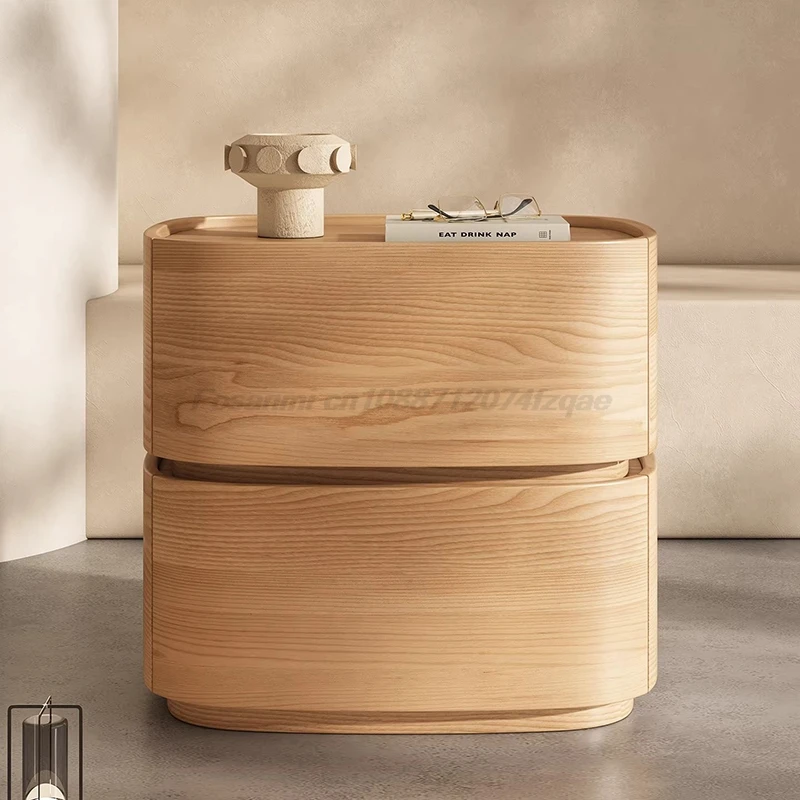 2026 New Italian Minimalist Nightstand Full Solid Wood Lacquer Bedside Table Luxury High End Storage Rack For Bedroom Furniture