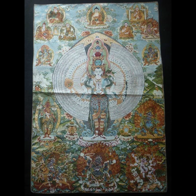 Tibetan Buddhism Tibet Silk Inwrought Thangka Thousands of Head Kuan Yin