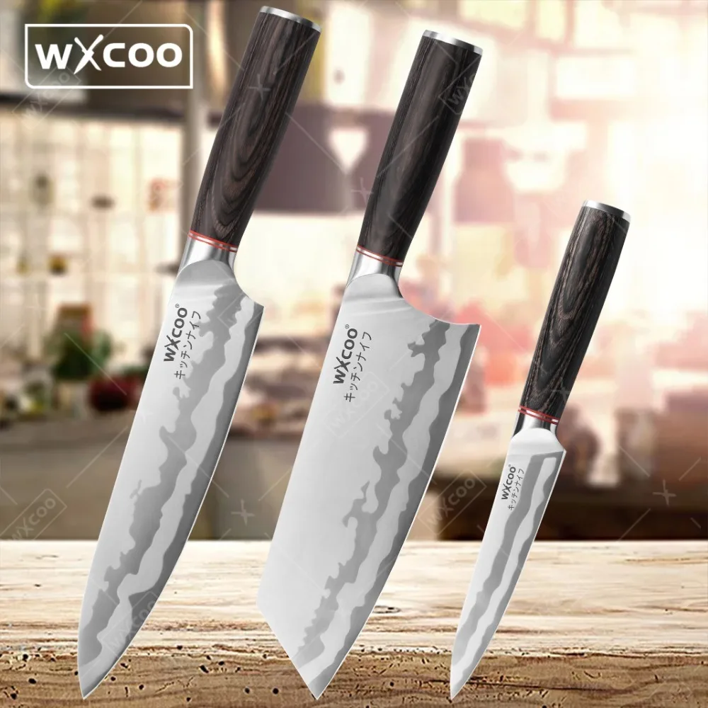 WXCOO 1-3PCS SET Chef Knife Stainless Steel 8 Inch Kitchen Knife Professional Fruit Knife Cleaver High-quality Set of Knives