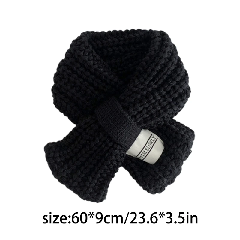 B2EB Thick Neck Scarves Solid Color Long Muffler Infant Baby Knit Neckerchief