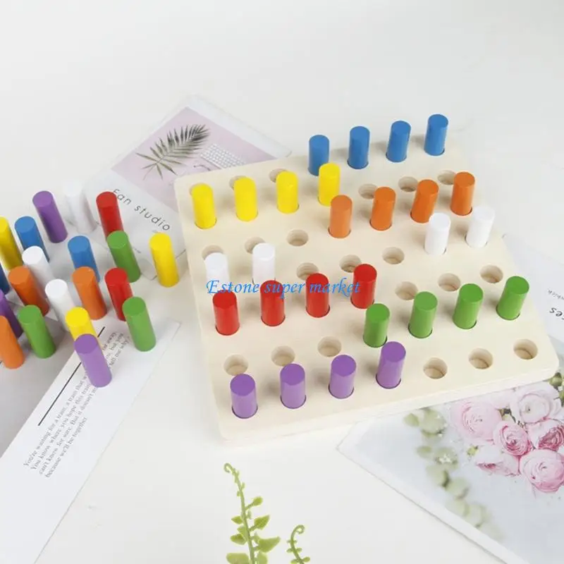 090B Drewniana tablica do sortowania kolorów Zabawka dla dzieci uczących się rozwoju umiejętności motorycznych od 3 lat