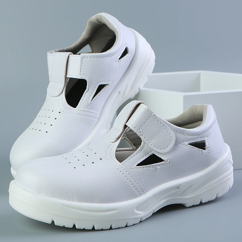 

Мужская повседневная рабочая обувь больших размеров со стальным носком, летние сандалии из мягкой кожи, рабочие защитные ботинки, дышащая защитная обувь